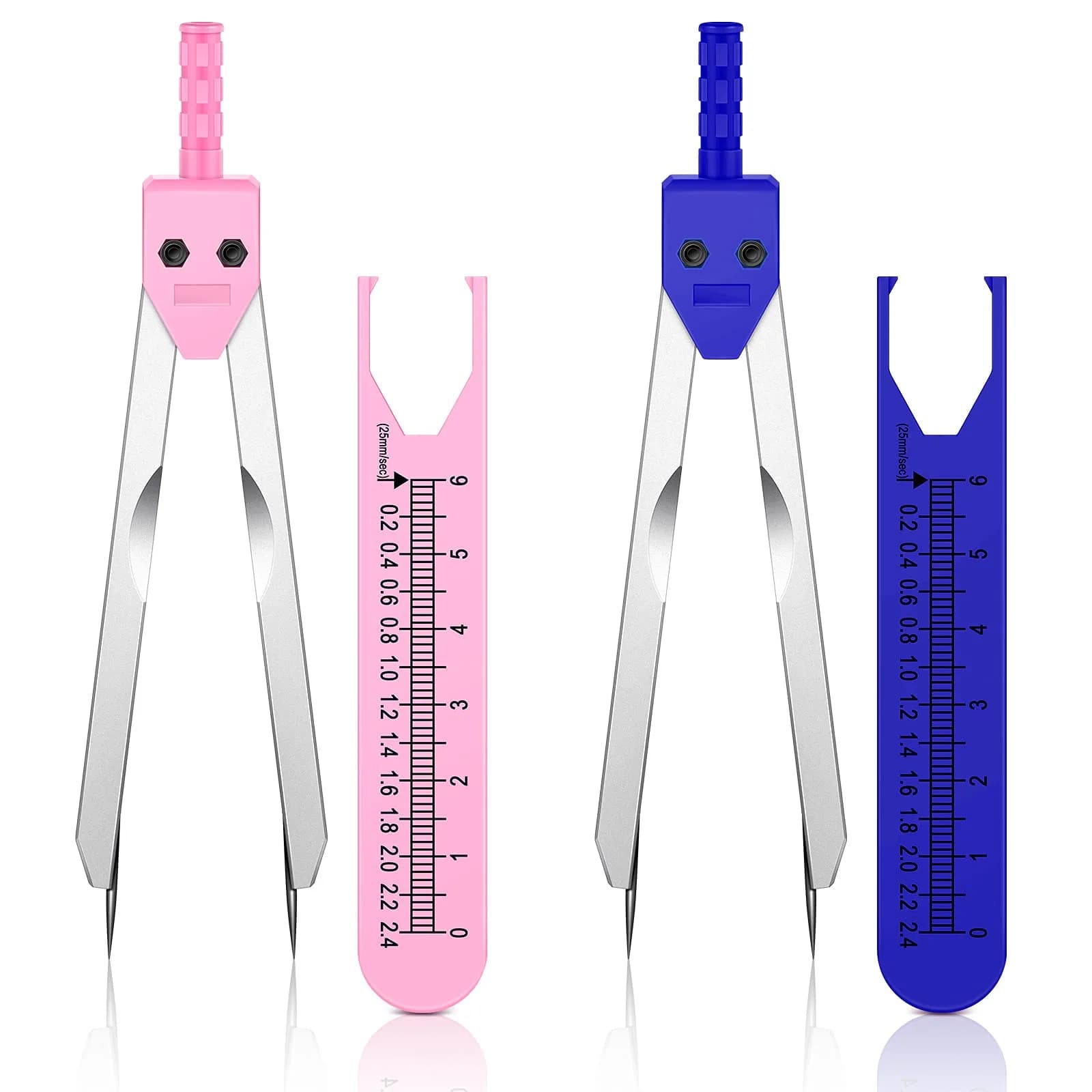 Frienda 2 Pieces Stainless Steel EKG Calipers Medical Caliper, Blue, Pink | Durable, Portable, Long-Lasting
