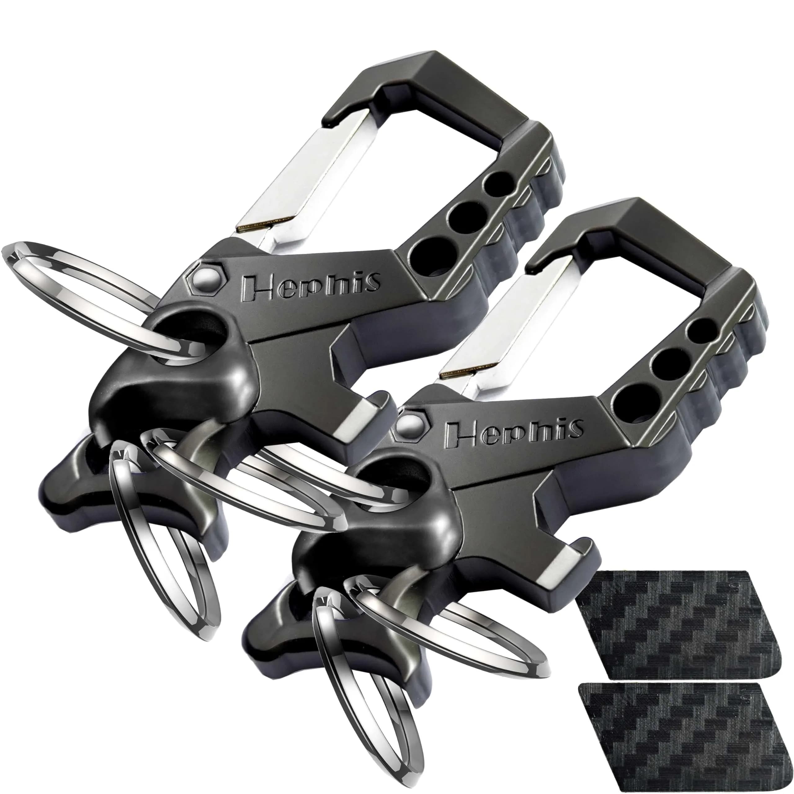 Hephis Heavy Duty Skull Metal Key Organizer,Multitool Keychain for Men | Durable Zinc Alloy, Skull Design, Multi-Function — 07black