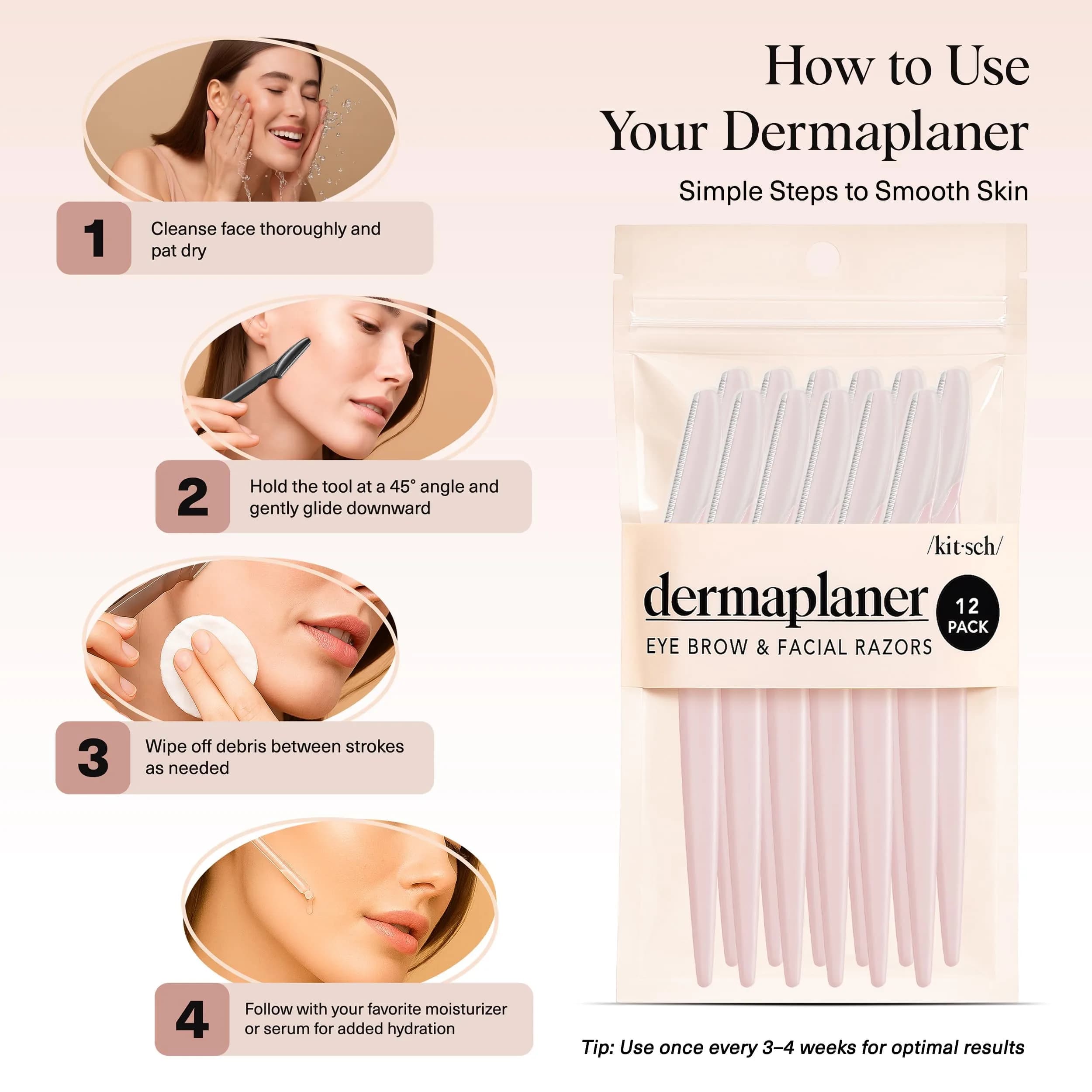 Kitsch Dermaplane Razor for Women Face – Blush, 12 Count (Pack of 1) | Gentle Exfoliation & Facial Hair Removal - view 7
