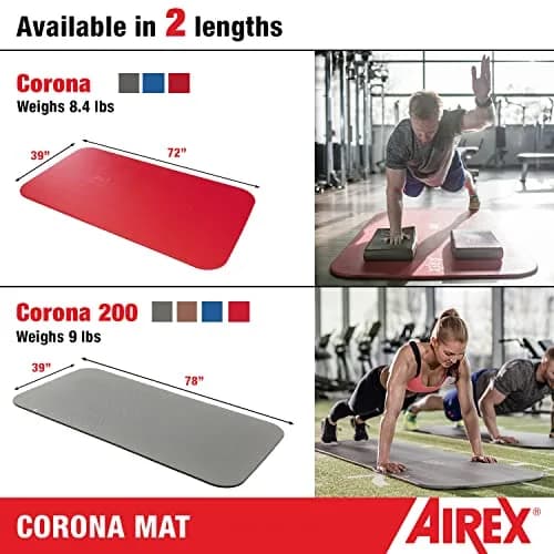 AIREX Corona 200 Premium Exercise Mat for Yoga, Physical Therapy, Rehab, Balance & Stability, Pilates, Aerobics | 79" x 39" Red thumbnail 4