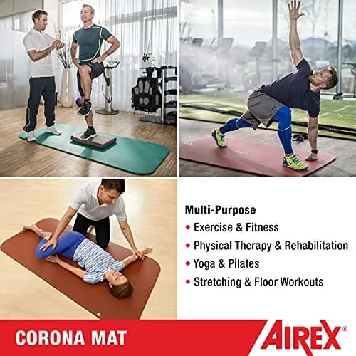 AIREX Corona 200 Premium Exercise Mat for Yoga, Physical Therapy, Rehab, Balance & Stability, Pilates, Aerobics | 79" x 39" Red thumbnail 3