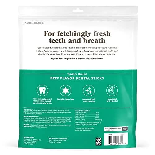 Wonder Bound Beef Flavor Dental Sticks for Small/Medium Dogs (15-40 lbs) | 6-Ridge Shape for Plaque & Tartar Control thumbnail 2