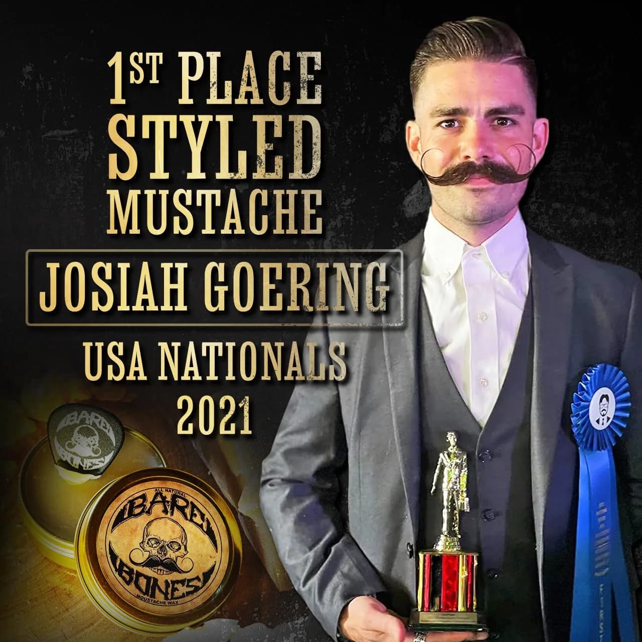 THE VINTAGE GROOMING CO. Bare Bones Mustache Wax Medium Hold 1 oz (28.35 g) | Tames Mustaches with Natural Ingredients - view 3