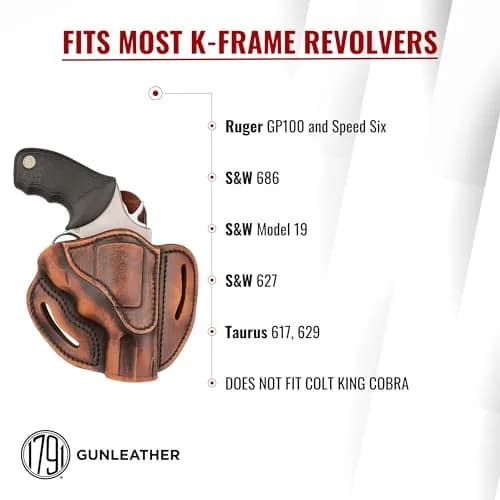 1791 Gunleather K-Frame Holster Fits 2.75" Barrel GP100, S&W 686, Model 66 | American Leather, Concealed OWB Carry thumbnail 3