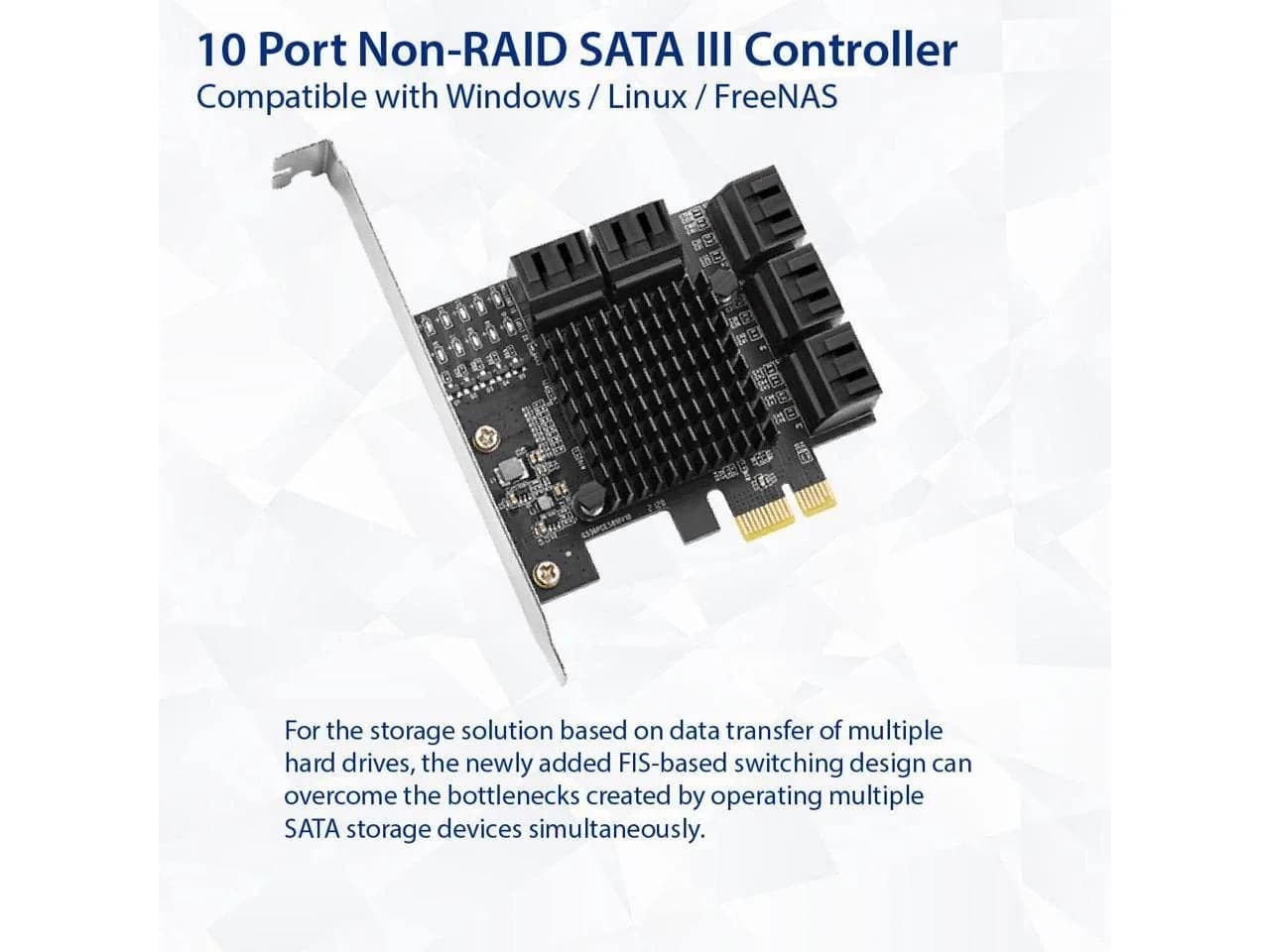 IO CREST 10 Port SATA Jmicron PCIe Expansion Card (SY-PEX40167) - view 2
