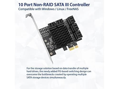 IO CREST 10 Port SATA Jmicron PCIe Expansion Card (SY-PEX40167) thumbnail 2