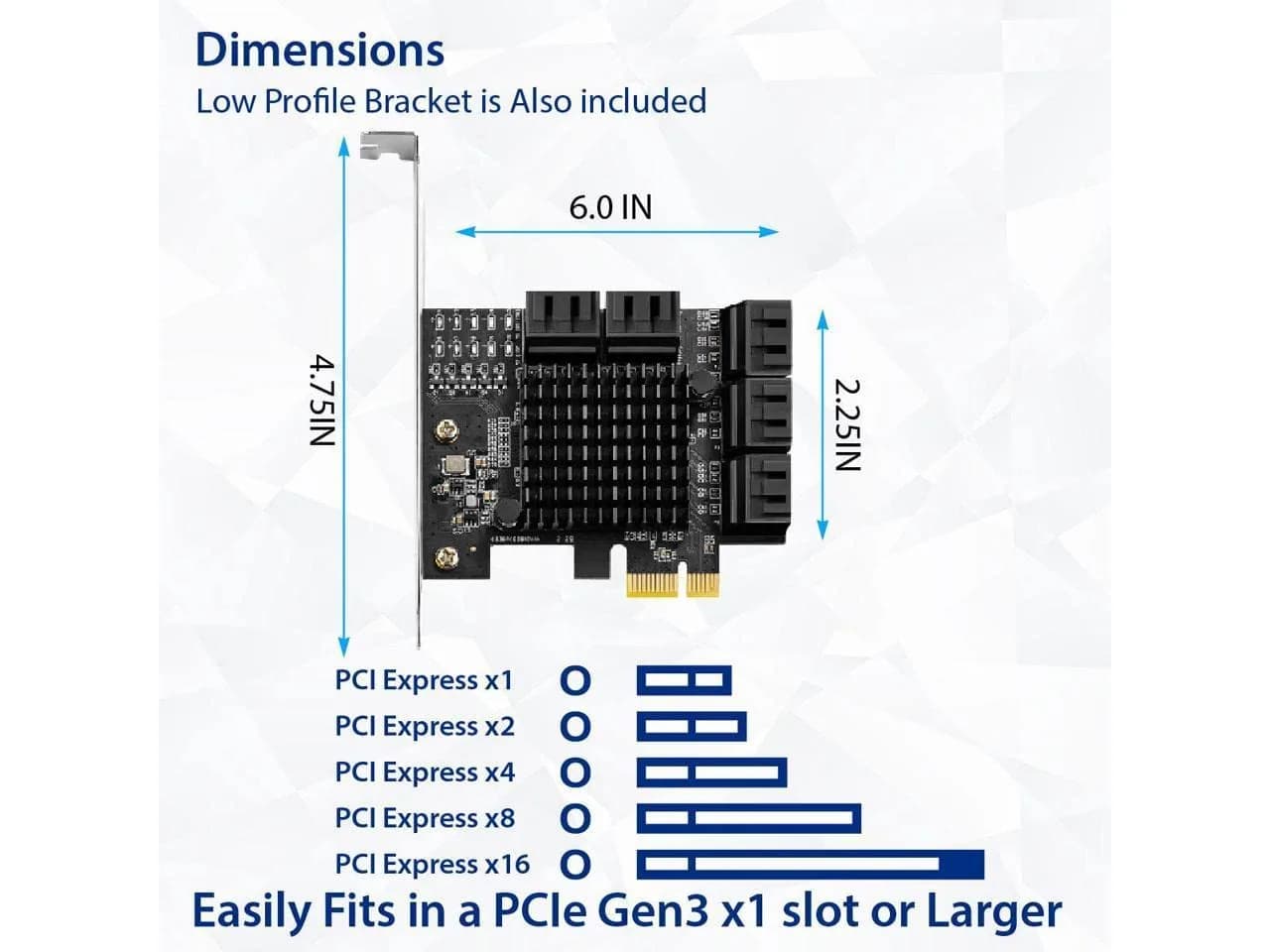 IO CREST 10 Port SATA Jmicron PCIe Expansion Card (SY-PEX40167) - view 4