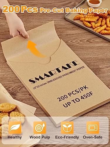 SMARTAKE Parchment Paper Baking Sheets 200 pcs | Non-Stick, 10x15 Inches, Unbleached thumbnail 4