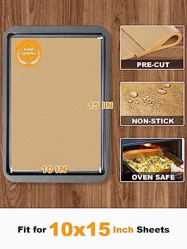 SMARTAKE Parchment Paper Baking Sheets 200 pcs | Non-Stick, 10x15 Inches, Unbleached thumbnail 2