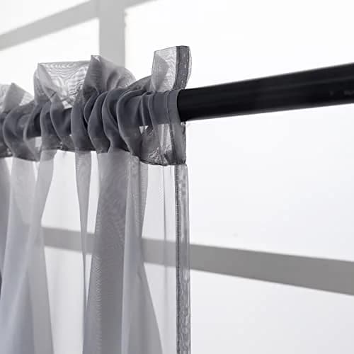 PearAge Beaded Sheer Valance Curtains for Living Room | Vintage Beaded Tassel Voile (51x24 Inches, Grey) thumbnail 5