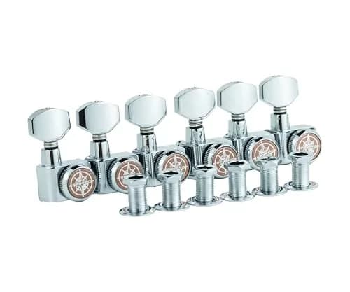 Guyker 6 In-line Guitar Locking Tuners 10mm Peg Holes Chrome | Precision 1:18 Gear Ratio thumbnail 2