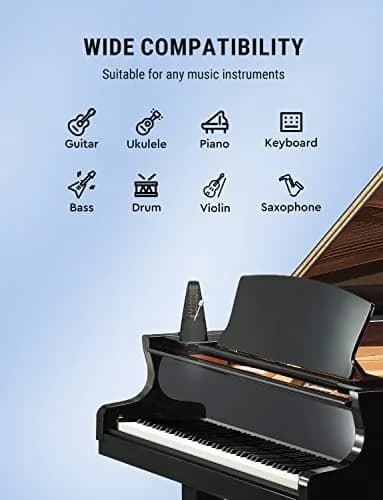 LINRAX M1 Mechanical Metronome for Piano Guitar Bass Ukulele Drum Violin Cello Saxophone Trumpet and Other Musical Instruments, Track Tempo and Beat, Loud Sound, High Precision, Black (0.54 kg) thumbnail 6