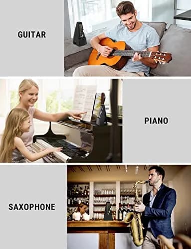 LINRAX M1 Mechanical Metronome for Piano Guitar Bass Ukulele Drum Violin Cello Saxophone Trumpet and Other Musical Instruments, Track Tempo and Beat, Loud Sound, High Precision, Black (0.54 kg) thumbnail 7