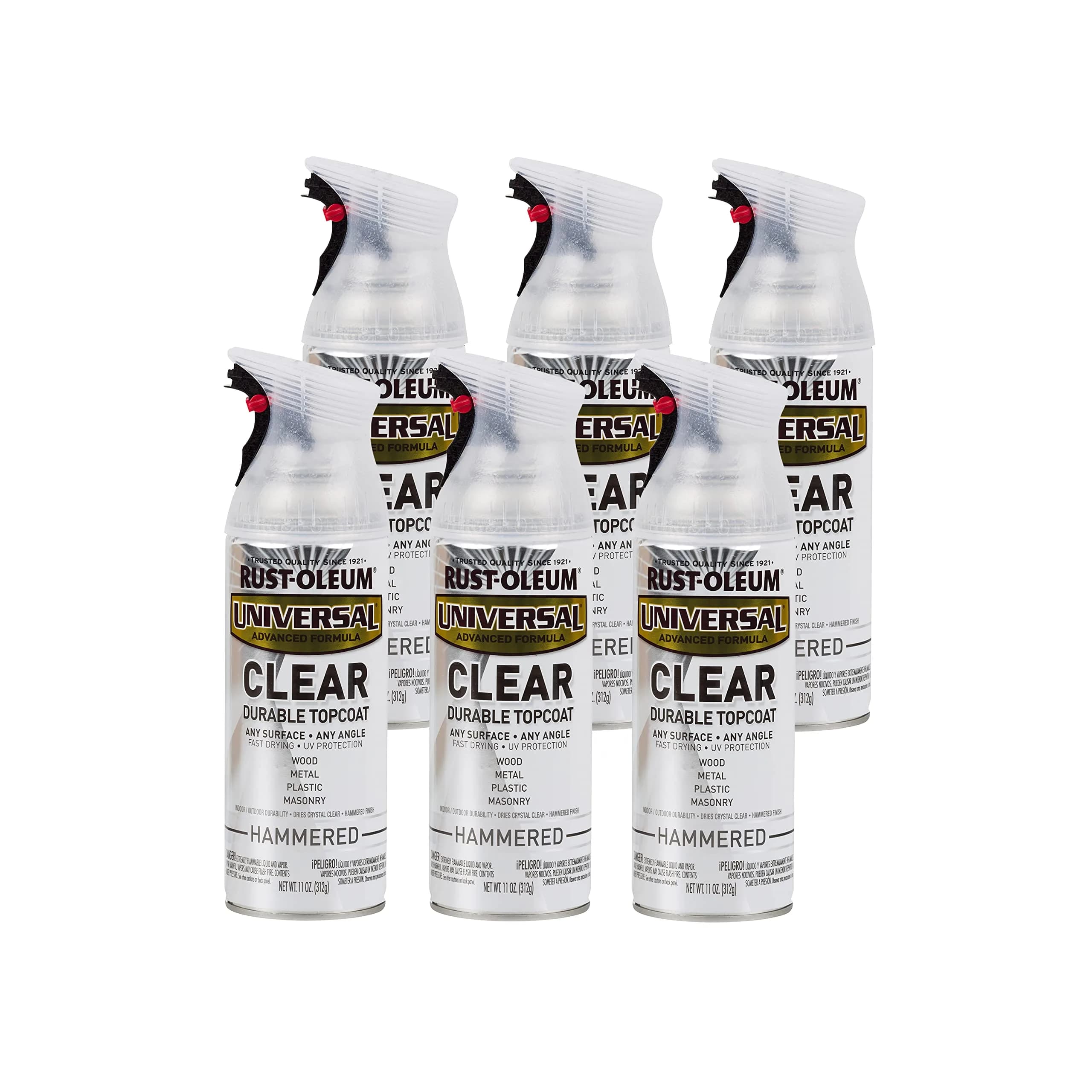 Rust-Oleum Hammered Clear Universal All Surface Clear Topcoat Spray, 11 oz (Pack of 6) - main product image