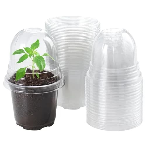 Bluepro Nursery Pots with Humidity Domes, 4 Inch | Clear Plastic for Seed Starting & Propagation thumbnail 1
