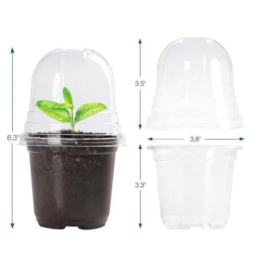 Bluepro Nursery Pots with Humidity Domes, 4 Inch | Clear Plastic for Seed Starting & Propagation thumbnail 2