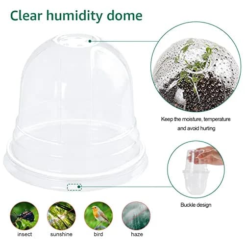 Bluepro Nursery Pots with Humidity Domes, 4 Inch | Clear Plastic for Seed Starting & Propagation thumbnail 3
