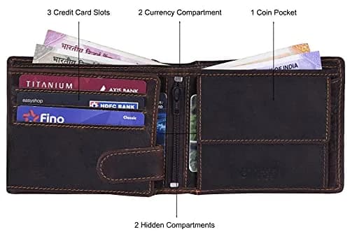 URBAN FOREST Oliver Leather Wallet for Men, Vintage Brown, RFID Protected | 13cm x 11.4cm x 1.27cm thumbnail 3