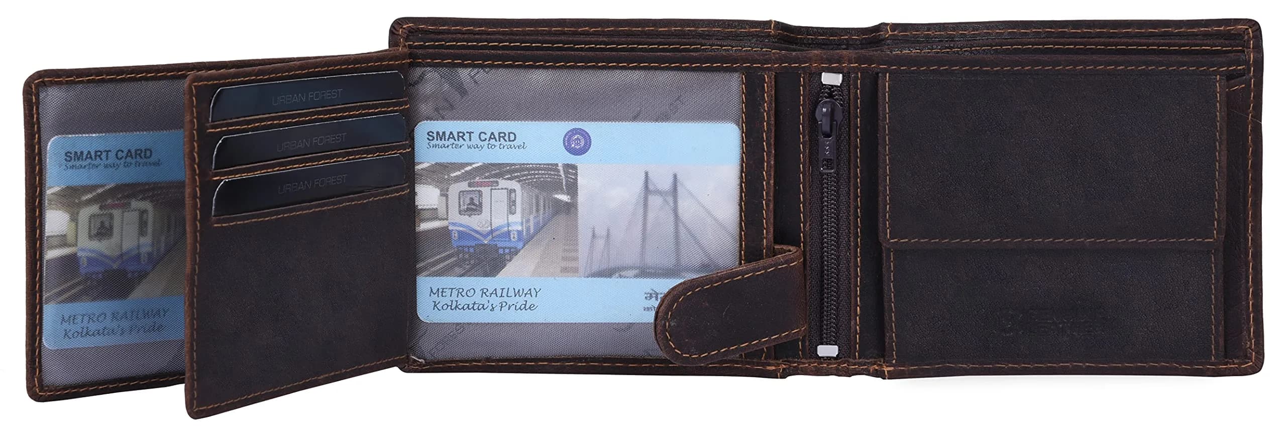 URBAN FOREST Oliver Leather Wallet for Men, Vintage Brown, RFID Protected | 13cm x 11.4cm x 1.27cm - view 4