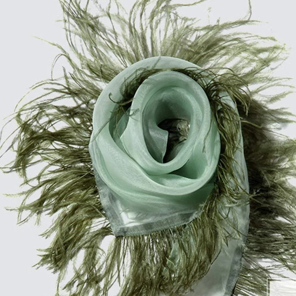 YEQIN Natural Soft Ostrich Feather Fringe Trim 2 Yards (6 ft) | Dark Green Craft Ribbon for Sewing & Decor - view 6