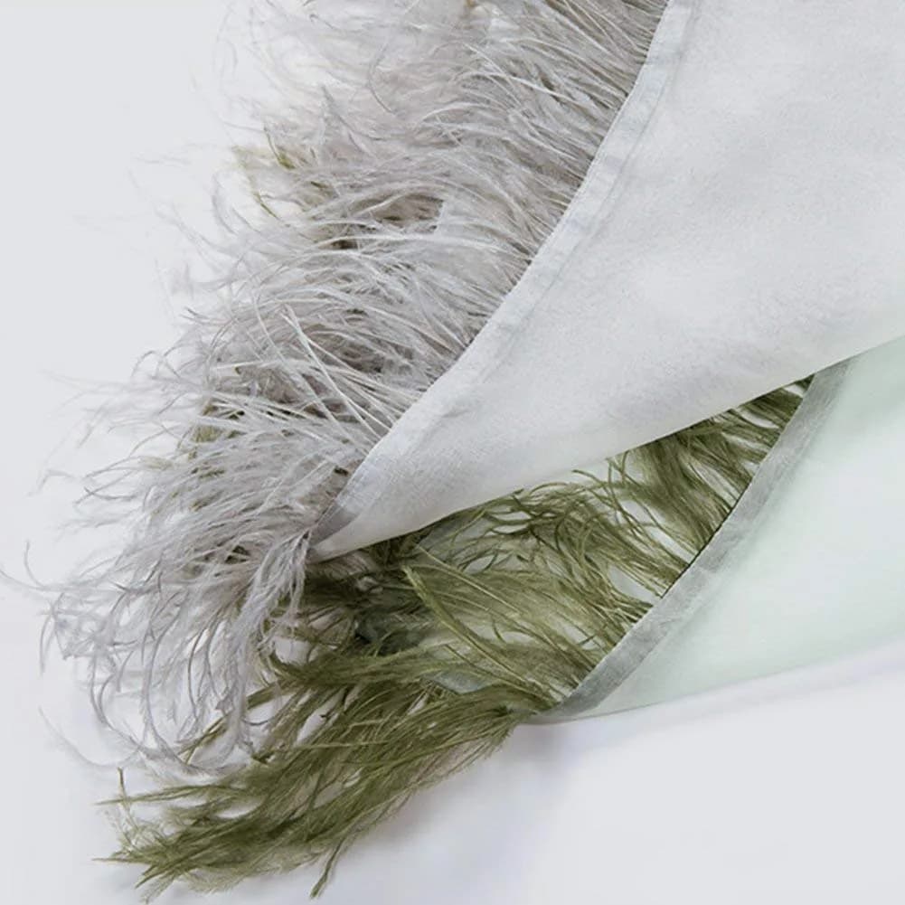 YEQIN Natural Soft Ostrich Feather Fringe Trim 2 Yards (6 ft) | Dark Green Craft Ribbon for Sewing & Decor - view 7