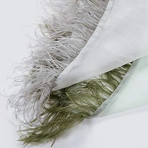 YEQIN Natural Soft Ostrich Feather Fringe Trim 2 Yards (6 ft) | Dark Green Craft Ribbon for Sewing & Decor thumbnail 7