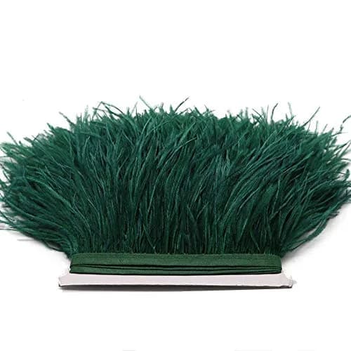 YEQIN Natural Soft Ostrich Feather Fringe Trim 2 Yards (6 ft) | Dark Green Craft Ribbon for Sewing & Decor thumbnail 3