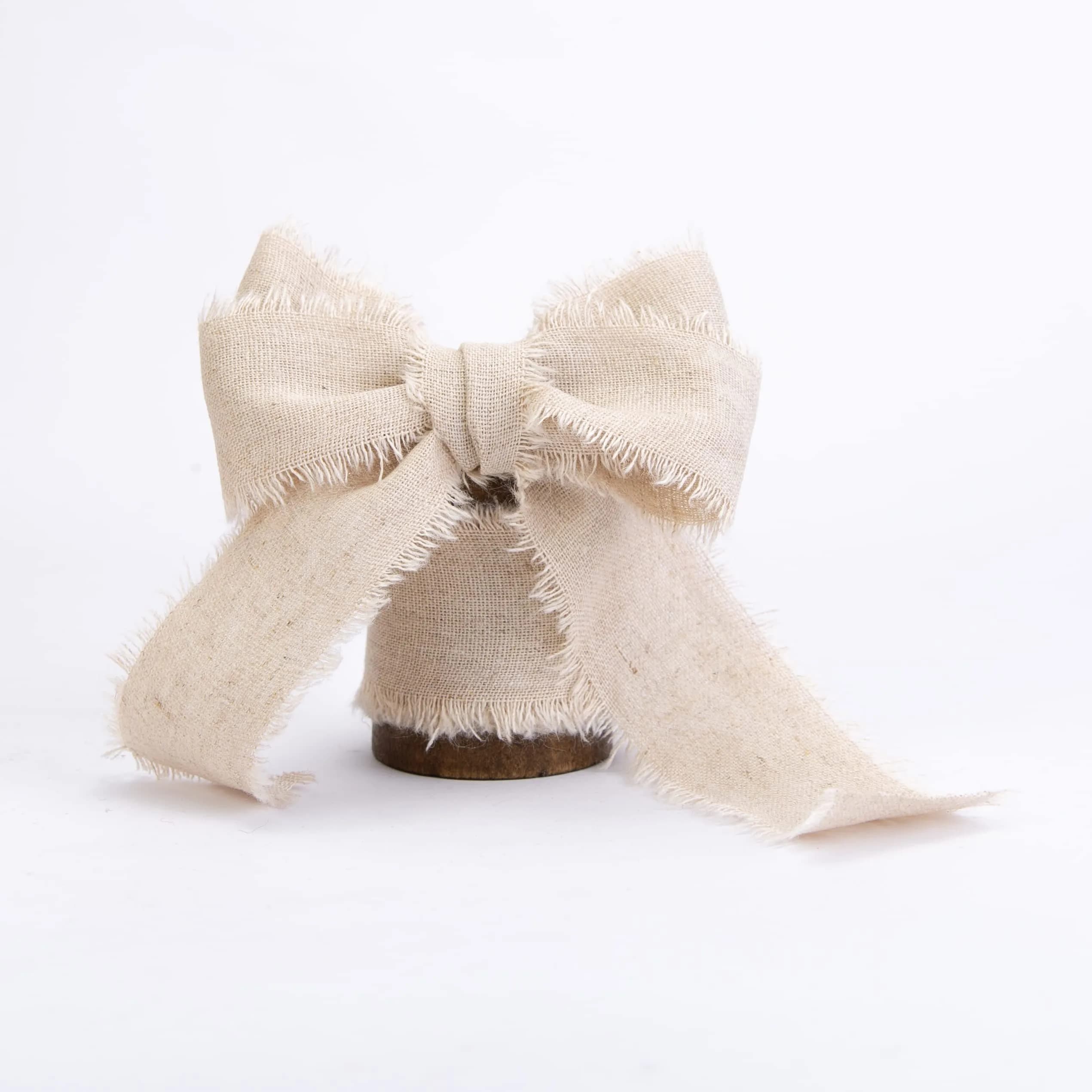 Vitalizart Cotton Linen Ribbon Beige Nude 1.5 Inch (4 cm) Rustic Frayed Edge for Crafts, Gift Wrapping, Weddings, Bouquets, 5 Yards - view 6