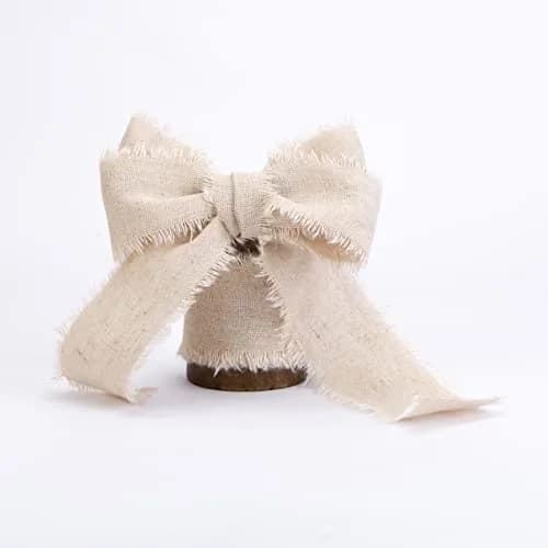 Vitalizart Cotton Linen Ribbon Beige Nude 1.5 Inch (4 cm) Rustic Frayed Edge for Crafts, Gift Wrapping, Weddings, Bouquets, 5 Yards thumbnail 6
