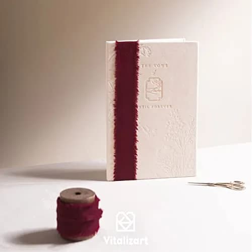 Vitalizart Burgundy Cotton Linen Ribbon with Spool 1.5" (4.57m) | Handmade Frayed Edge thumbnail 4