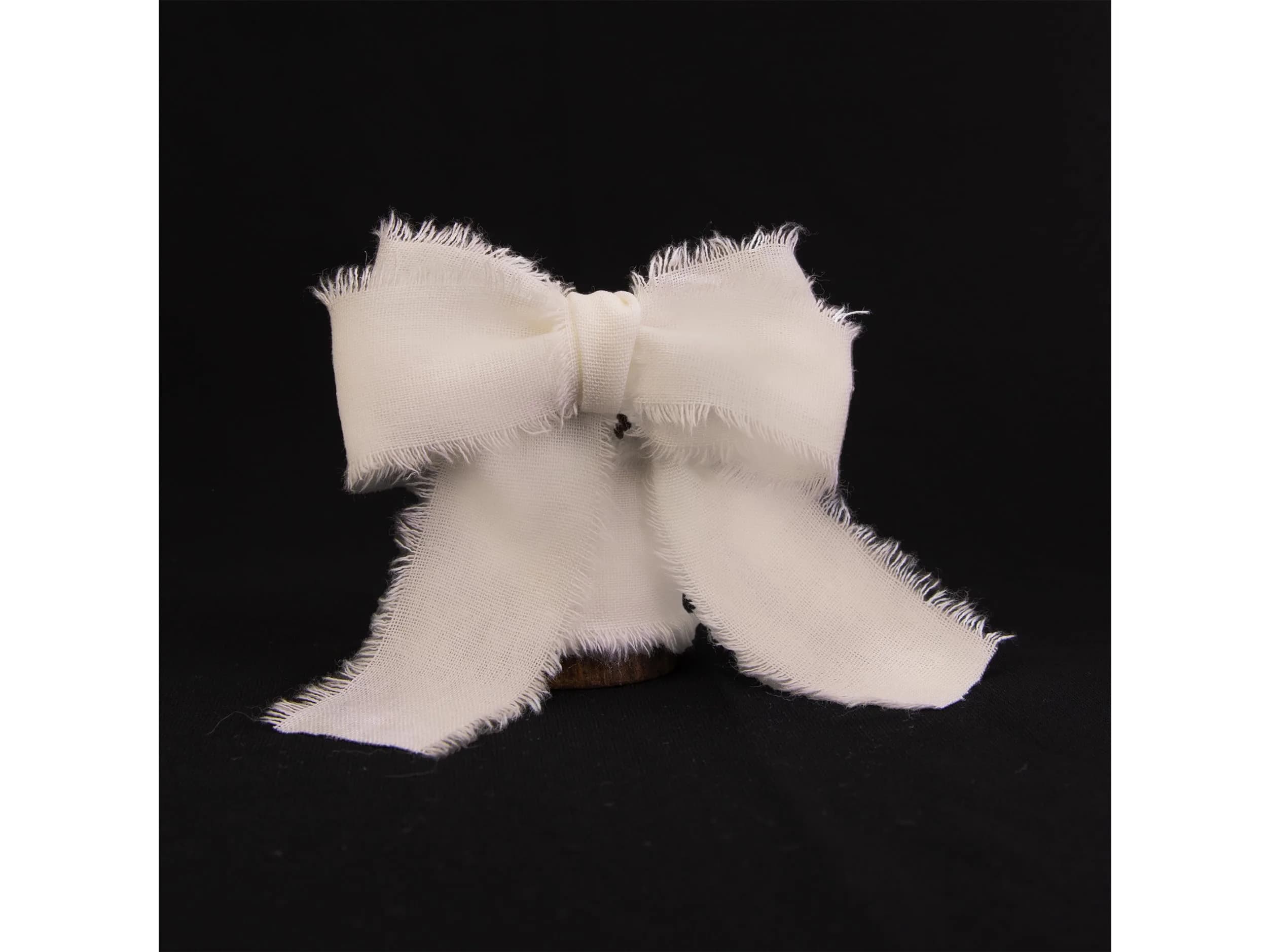 Vitalizart White Cotton Linen Ribbon with Spool 1.5 inch (3.81 cm) x 5 Yd (4.57 m) Frayed Fringe | Handmade Rustic Texture - view 6