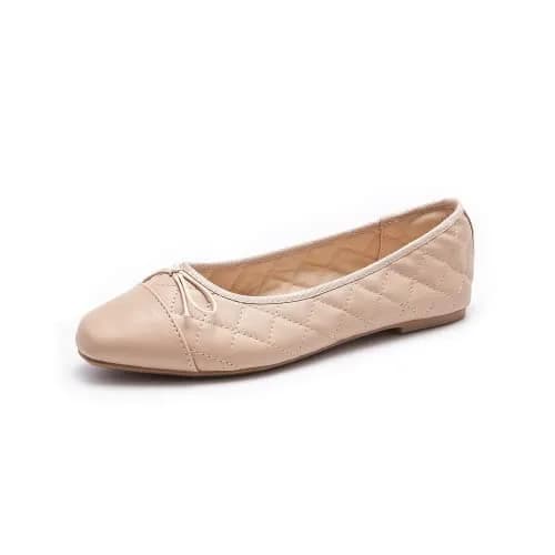 AFEETSING Women's Cap Toe Ballet Flats Comfortable Bow Dressy Flats Shoes for Women (B-Nude, Numeric_8) | Classic Daily Wear thumbnail 4