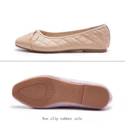 AFEETSING Women's Cap Toe Ballet Flats Comfortable Bow Dressy Flats Shoes for Women (B-Nude, Numeric_8) | Classic Daily Wear thumbnail 5