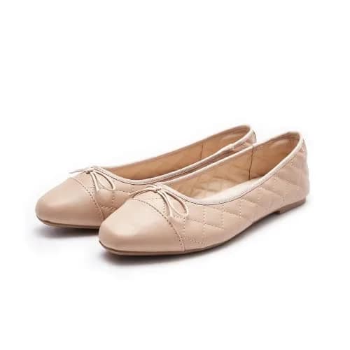 AFEETSING Women's Cap Toe Ballet Flats Comfortable Bow Dressy Flats Shoes for Women (B-Nude, Numeric_8) | Classic Daily Wear thumbnail 3