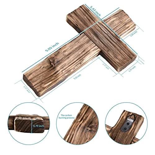 OKSQW Wooden Cross Wall Decor | Small Religious Baptism & Gift thumbnail 2