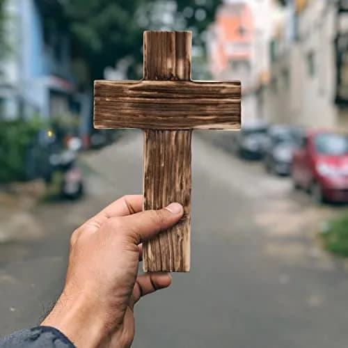 OKSQW Wooden Cross Wall Decor | Small Religious Baptism & Gift thumbnail 3