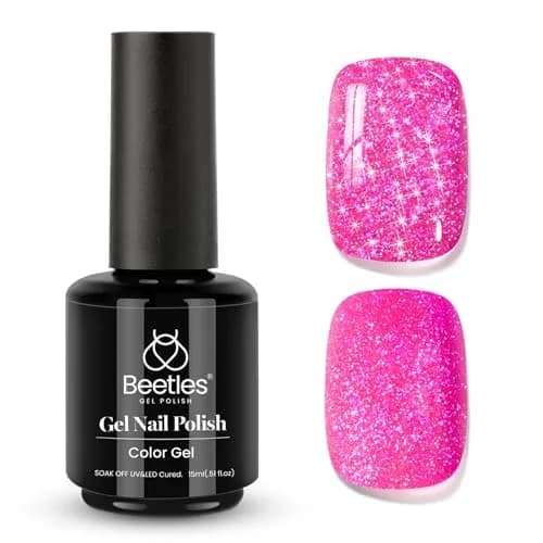 Beetles Glitter Gel Nail Polish - 15ml Hot Pink Reflective Diamond Color | 0.51 Fl Oz (15ml) UV/LED Cure thumbnail 1