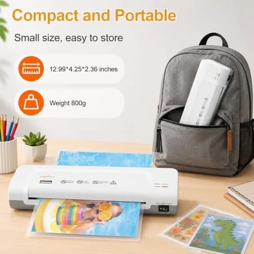 VidaTeco 9-inch Laminator Machine with 20 Laminating Sheets | Fast 2-Min Preheat, ETL Certified, Jam-Free thumbnail 5