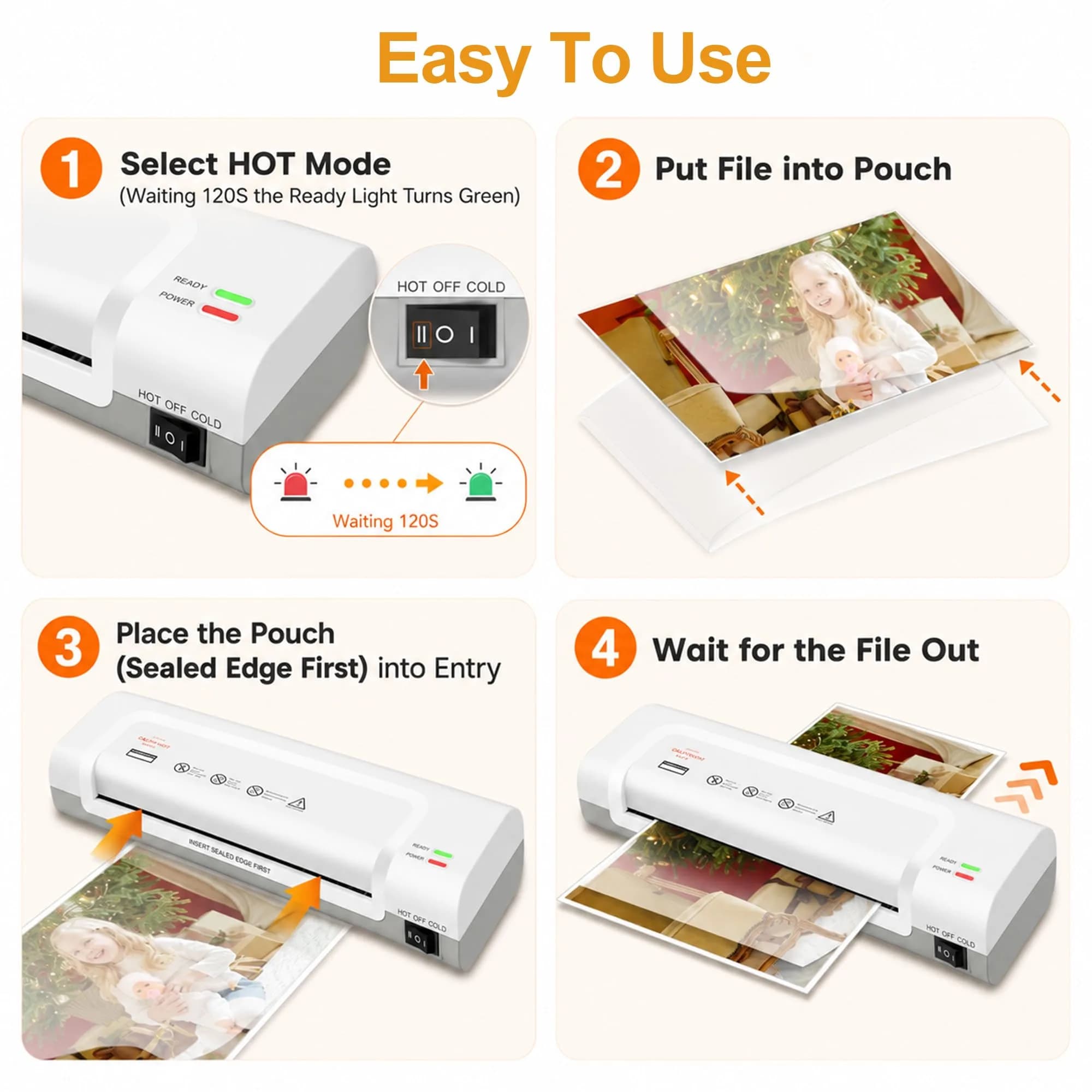 VidaTeco 9-inch Laminator Machine with 20 Laminating Sheets | Fast 2-Min Preheat, ETL Certified, Jam-Free - view 8