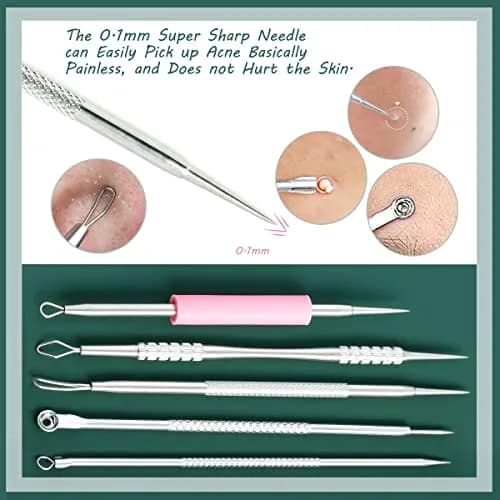 BHYTAKI 16 PCS Blackhead Remover Tools with Metal Box | Professional Stainless Steel Pimple Extractor Kit thumbnail 4