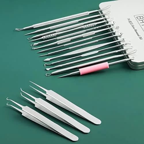 BHYTAKI 16 PCS Blackhead Remover Tools with Metal Box | Professional Stainless Steel Pimple Extractor Kit thumbnail 7