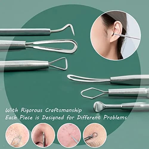 BHYTAKI 16 PCS Blackhead Remover Tools with Metal Box | Professional Stainless Steel Pimple Extractor Kit thumbnail 2