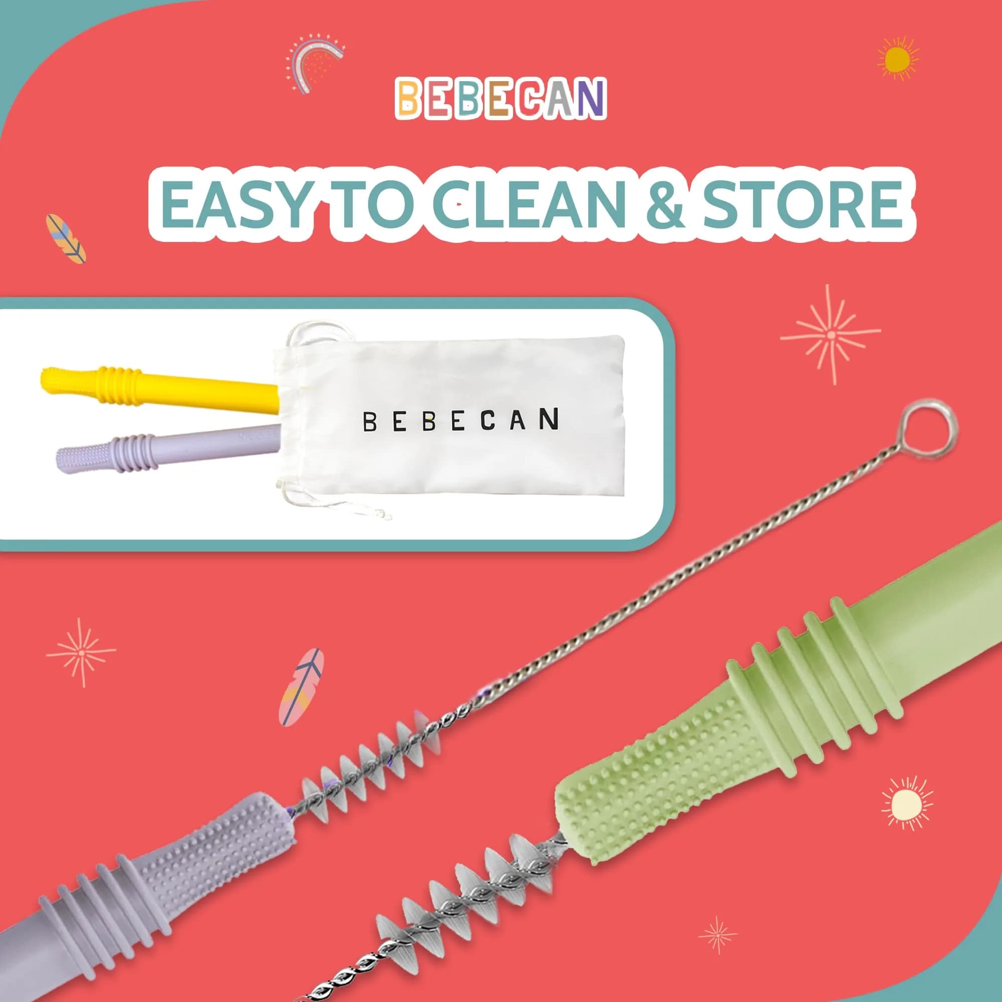 Bebecan Silicone Teething Sticks for Babies 36+ Months – 6-Pack Multicolor | Instant Oral Relief for Teething Babies - view 5