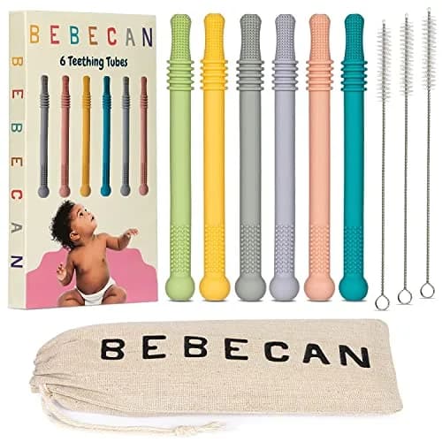 Bebecan Silicone Teething Sticks for Babies 36+ Months – 6-Pack Multicolor | Instant Oral Relief for Teething Babies thumbnail 1