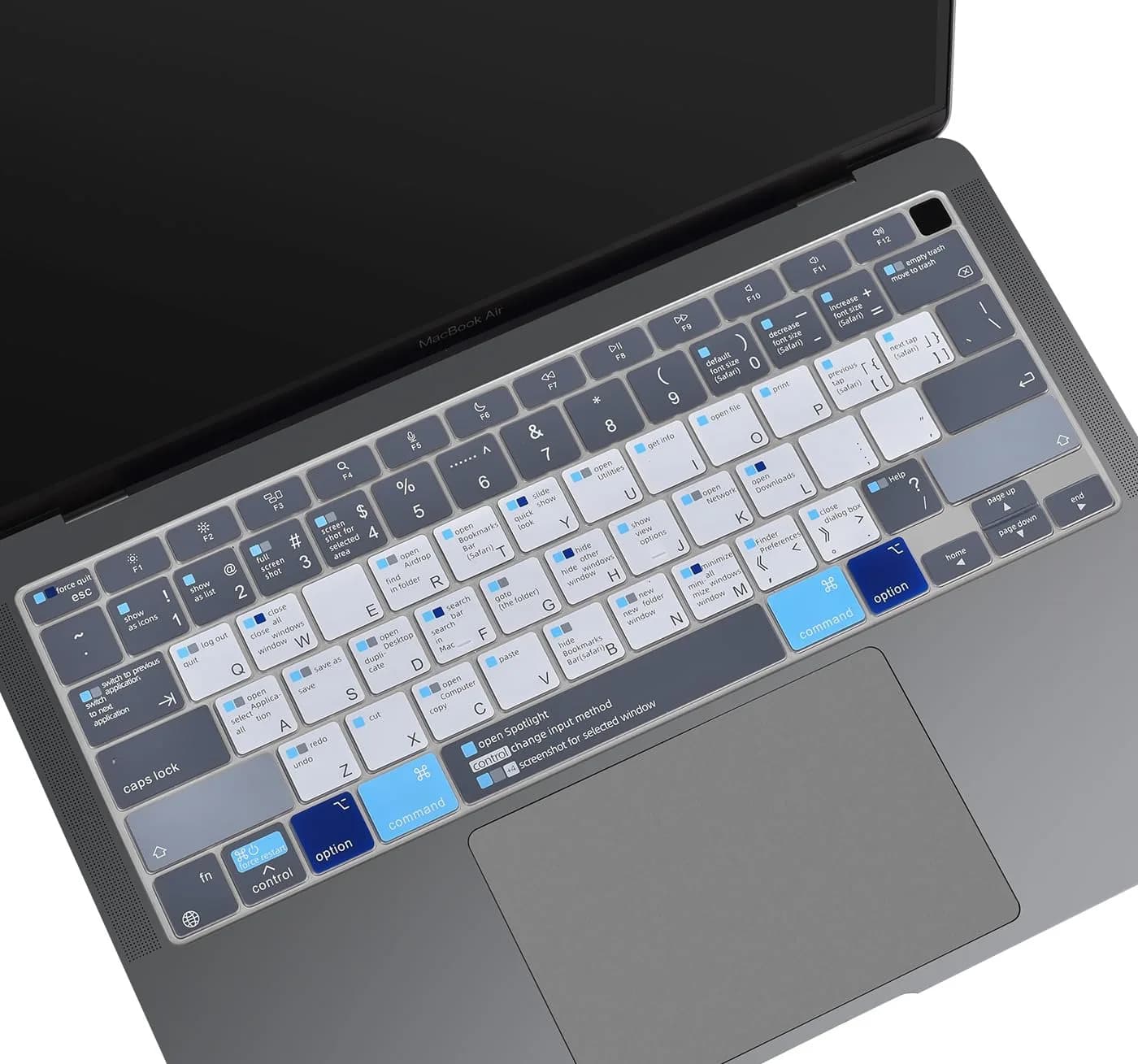 CASEDAO Blue Keyboard Cover for MacBook Air 13.6" M2 M3 M4 M5 (A2681 A3113 A3240 A3449) | US Layout Shortcut Protector — Blue & White / MacBook Air 13" A2179/A2337(2020+)