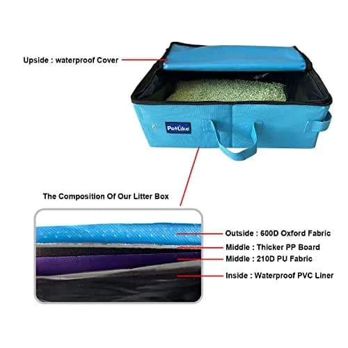 PetLike Portable Collapsible Cat Litter Box Medium Black Set | Leak-Proof Travel Tray Carrier thumbnail 4