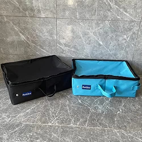 PetLike Portable Collapsible Cat Litter Box Medium Black Set | Leak-Proof Travel Tray Carrier thumbnail 9