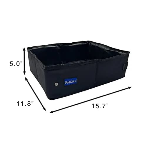 PetLike Portable Collapsible Cat Litter Box Medium Black Set | Leak-Proof Travel Tray Carrier thumbnail 3
