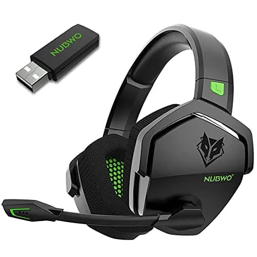 NUBWO G06 Dual Wireless Gaming Headset with Microphone for PS5, PS4, PC - 23ms Low Latency Audio - 100-Hour of Playtime - 50mm Drivers (Black-Green) thumbnail 1