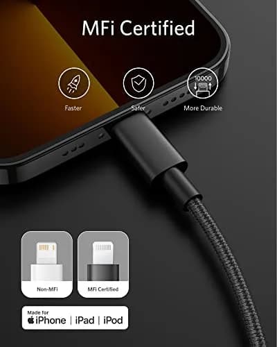 Anker Nylon USB C to Lightning Cable, MFi-Certified, 1 ft, Black | Durable Nylon Exterior & Fast Charging thumbnail 4